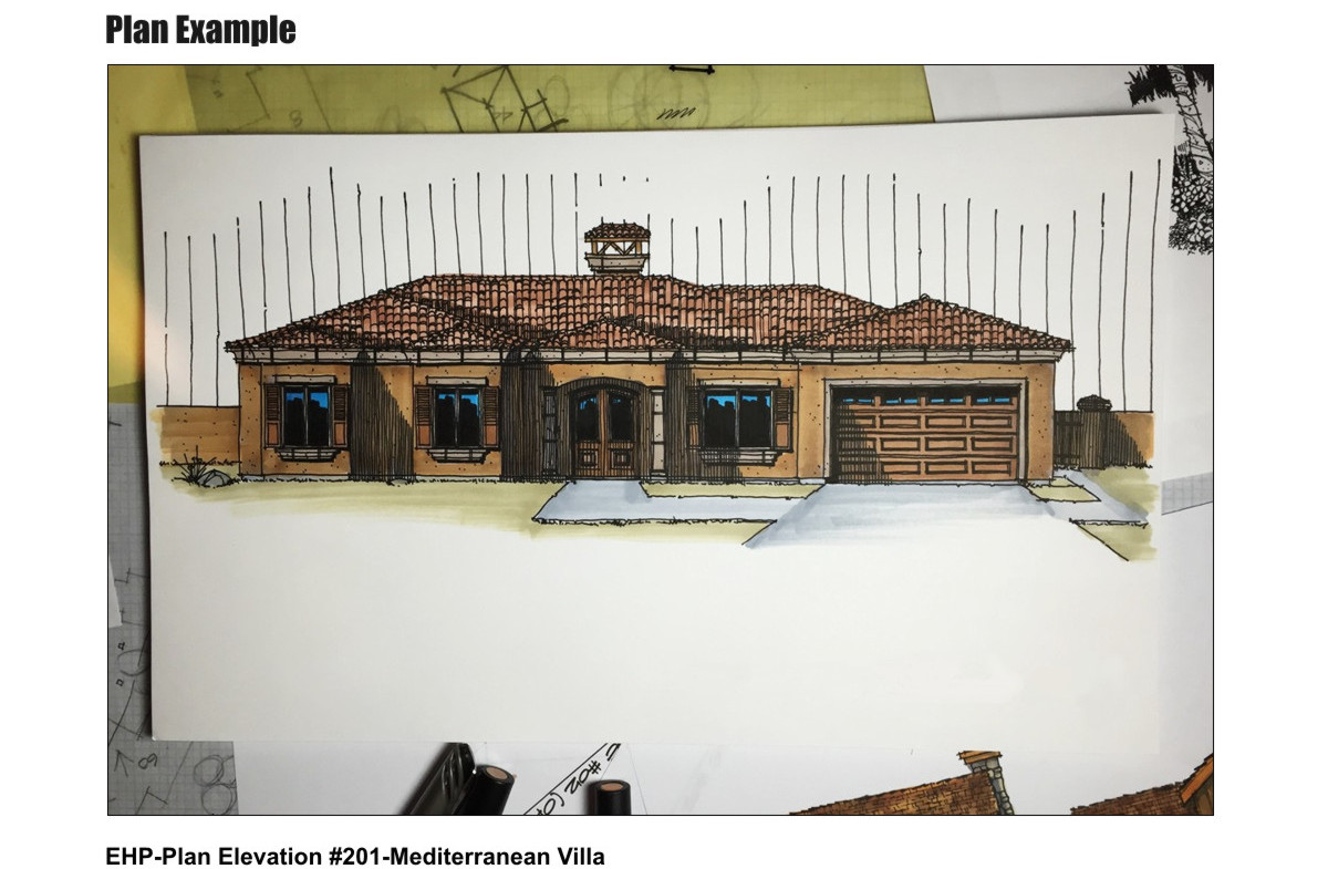 Excellent Home Plans-Stock Home Plan 201-Home Plan Rendering Elevation-Mediterranean Home Style